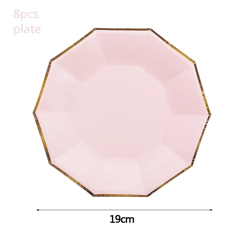 pink B01 Набор одноразовой посуды серии Конфет, бумажные тарелки и стаканы, украшения для свадебного дня рождения, украшения для рождественского стола - Цвет: pink B01