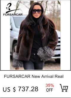 FURSARCAR новые модные женские зимние настоящие меховые шапки и шаль для женщин подлинный натуральных мех зимние Роскошные пальто с поясом