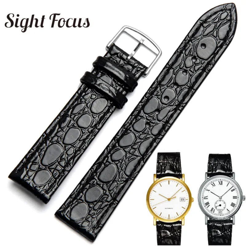 

13mm 18mm 20mm Black Stitched Thin Watchbands for Longines L4.760.4 L2 Watch Band Man Genuine Leather Watch Strap Women Bracelet