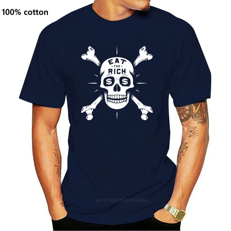 

New Eat The Rich Ladies Fitted Ringspun T-SHIRTSkull & CrossbonesVintageMoney men t shirt