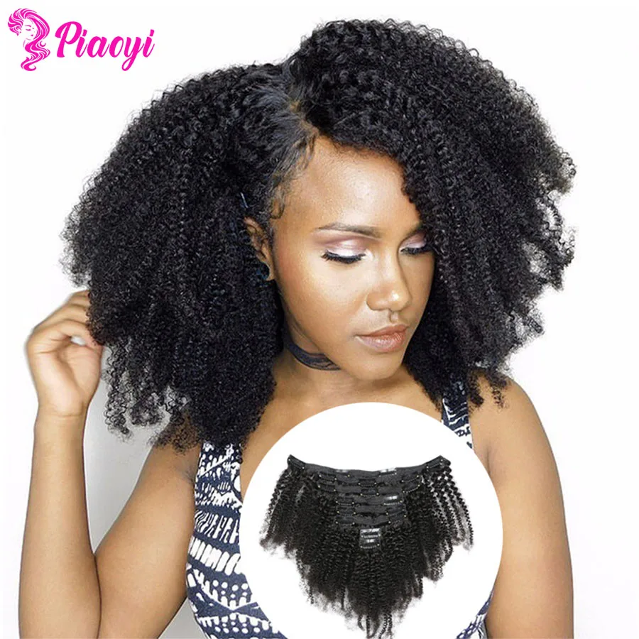 

Clip In Hair Extensions Afro Kinky Curly Brazilian Kinky Curly Human Hair Extensions 8pcs 120/set Human Hair Pieces Clips In