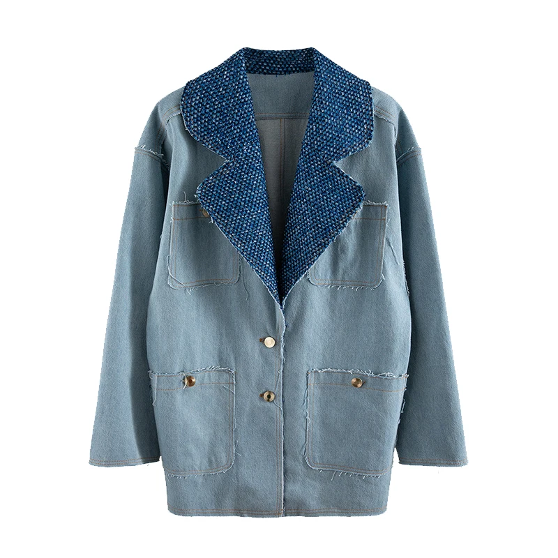 

Джинсовая куртка, Классическая Универсальная джинсовая куртка средней длины, для ранней осени