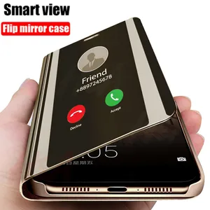 For OPPO A11 A15 A31 A36 Case Luxury Mirror View Smart Magnetic Flip Stand Phone Case For OPPO A53 A