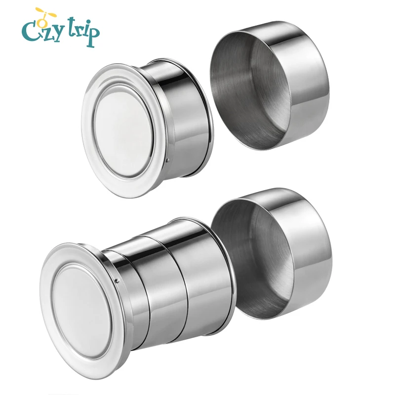 Складная чашка из нержавеющей стали с брелком портативная дорожная