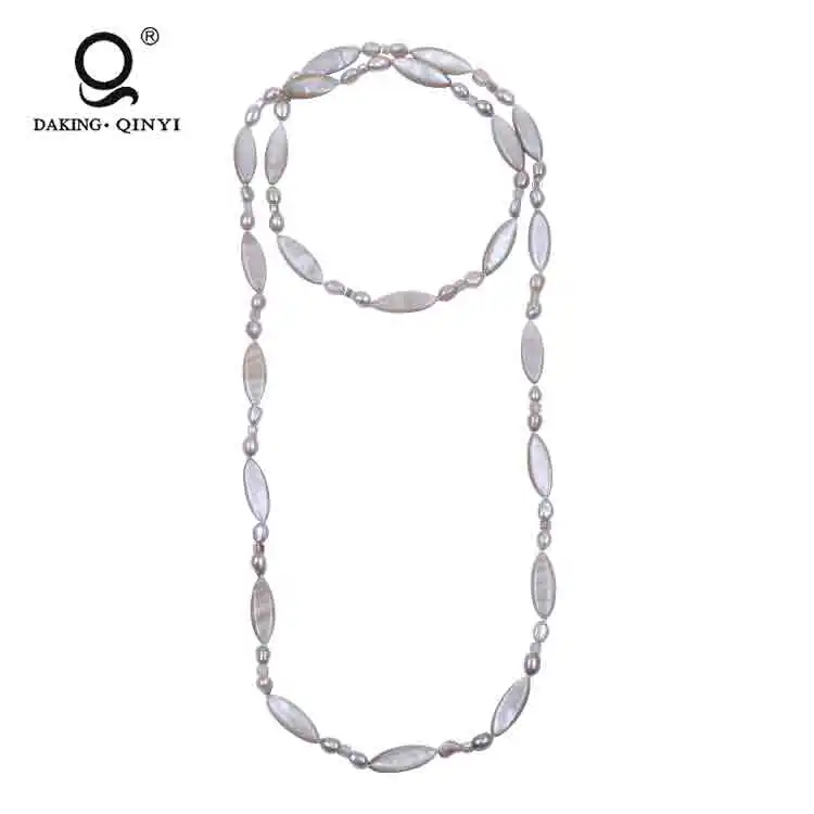 

Popular Women Jewelry Freshwater Pearl Shell Crystal Long Chain Necklace