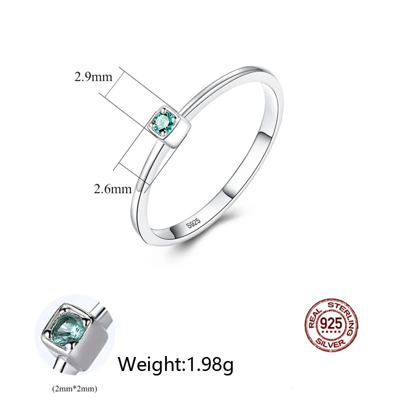 SaiSee 925 пробы серебряные зеленые свадебные кольца для женщин минималистичные тонкие круглые кольца с драгоценными камнями ювелирные изделия Прямая поставка S925