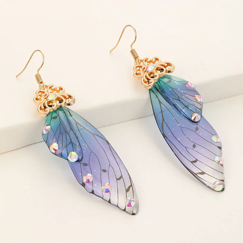 

Butterfly Wings Earrings for Women Colorful Fairy Tale Shiny Bridal Insect Charm Earrings Sweet Romantic Bride Jewelry Gift