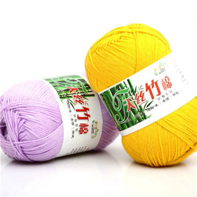 Новинка 50 г/мяч трикотажная пряжа Бамбуковая хлопковая однотонная для вязания