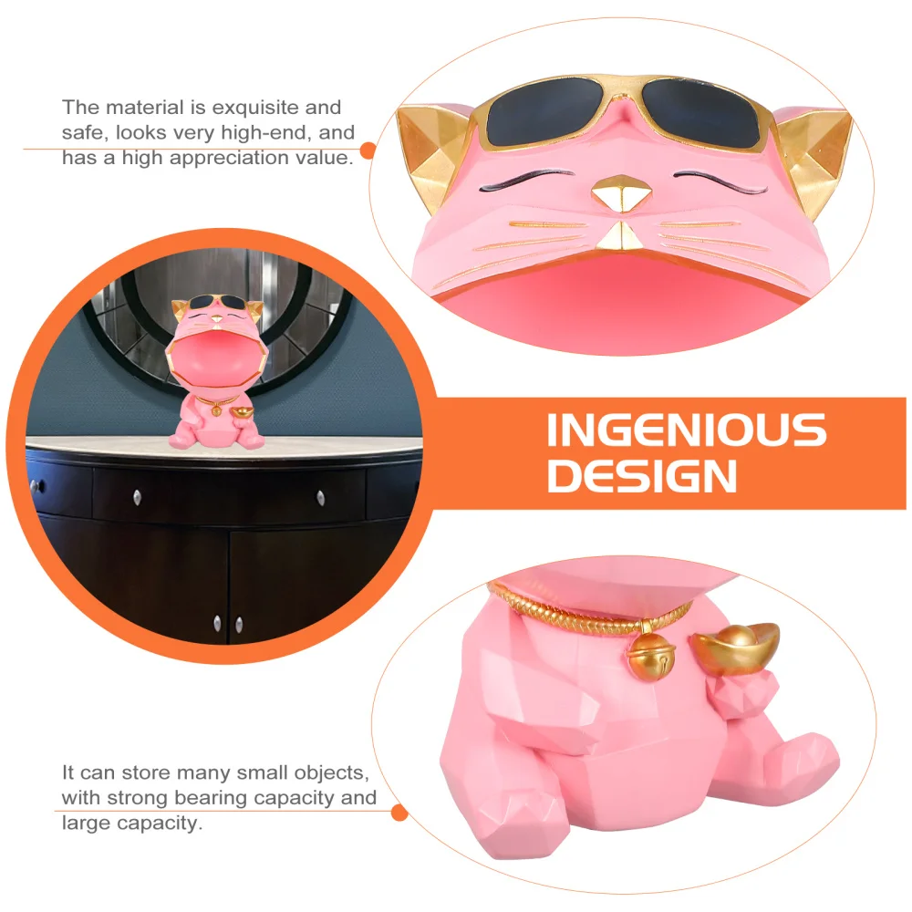 

1Pc Lovely Cat Desktop Decoration Chic Storage Container Pretty Home Ornament