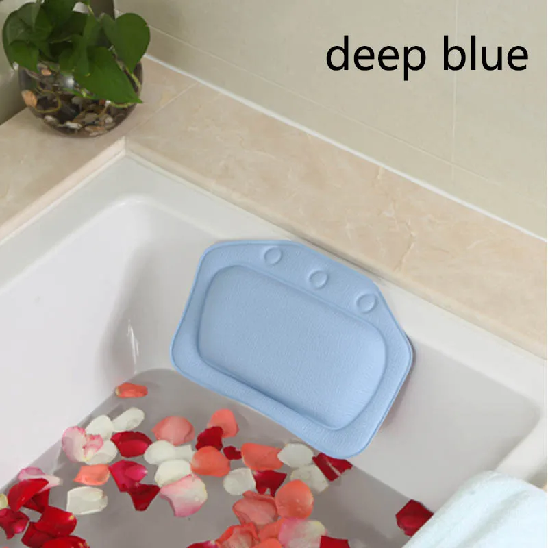 deep blue ПВХ пена аксессуары для ванной комнаты спа подушки для ванны подушка для ванны 1 шт. Водонепроницаемая губчатая подушка для головы Ванна подголовник Ванна Подушка - Цвет: deep blue