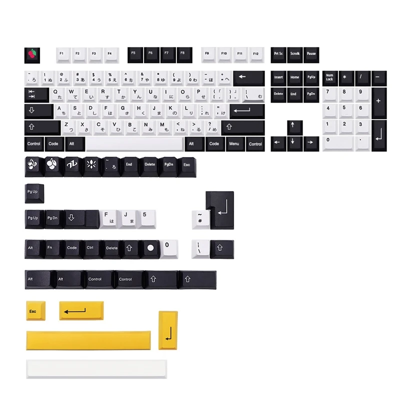 

143 Keys PBT Keycap DYE-SUB Cherry Profile Minimalist Black White Keycaps For 61/64/104 Mechanical Keyboard