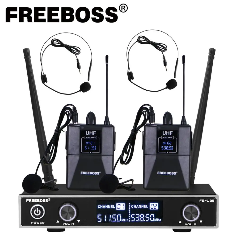 Freeboss FB U35H2 двухполосная UHF Беспроводная микрофонная система с фиксированной