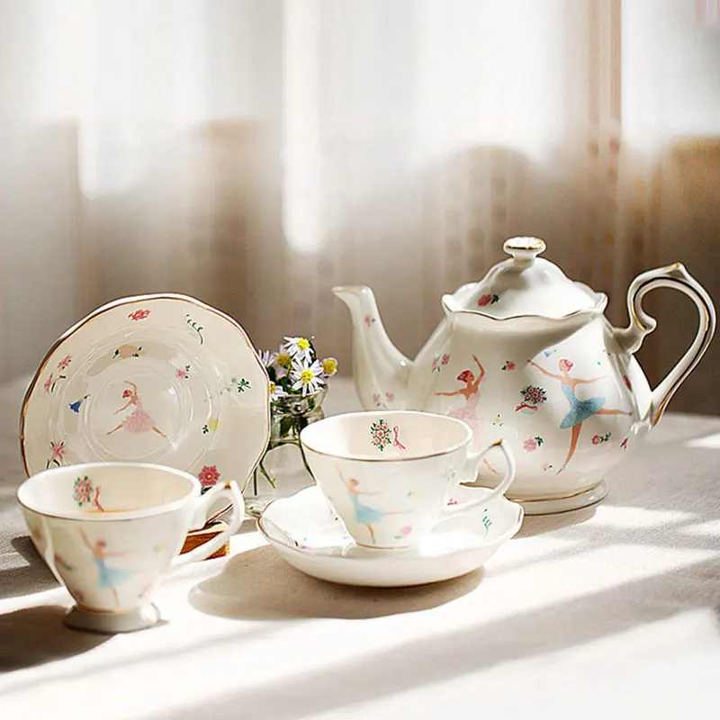 

Английская керамическая чайная чашка, Набор держателей для чайника, фарфоровая кофейная чашка ручной росписи, кофейник, посуда для чая и на...