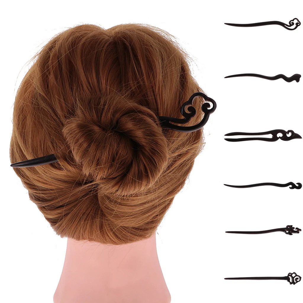 6 шт. Китайская классическая женская заколка для волос ручная работа черная