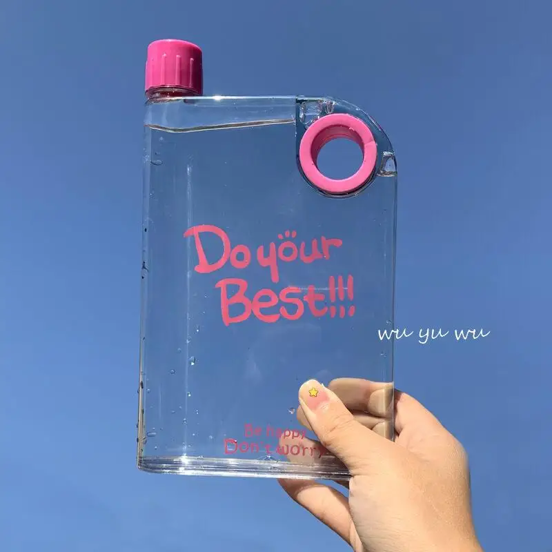 

A5 Flat Water Plastic Men's Paper Water Bottle Female Personality Creative Sports Bottle Square Simple Portable Fitness Cup