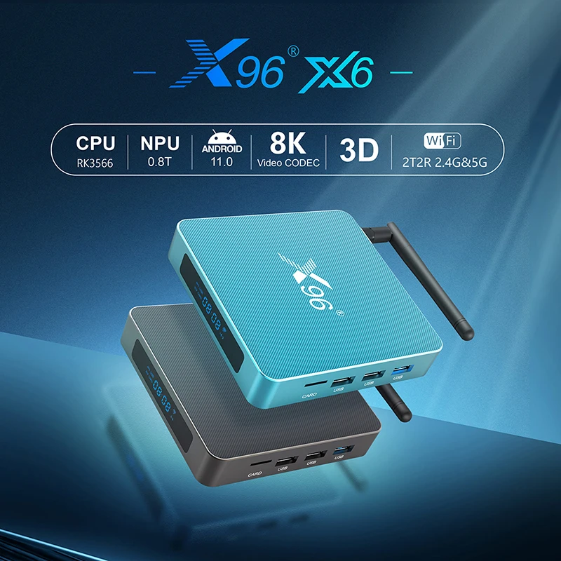 ТВ-приставка X96 X6 Android 11 8 ГБ ОЗУ 128 Rockchip RK3566 видеокодек 8K 2 t2r MIMO Двойной Wi-Fi 1000M LAN 4K