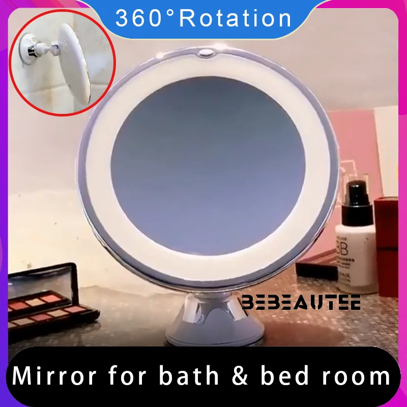 

Bathroom Mirror with Light Back Backlight 10X Magnifying LED Cosmetic Round Makeup Vanity Table Attach to the Wall Bed Bath Room