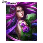 Картины алмазные полноразмерные с фиолетовыми волосами 5L366, 5L366