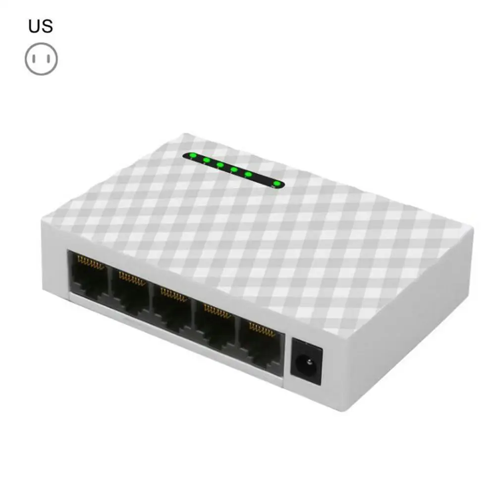

5 Port Gigabit Switch 10/100/1000Mbps RJ45 LAN Ethernet With Adapter Fast Shunt Network Desktop Switching Hub Power EU/US J1M7