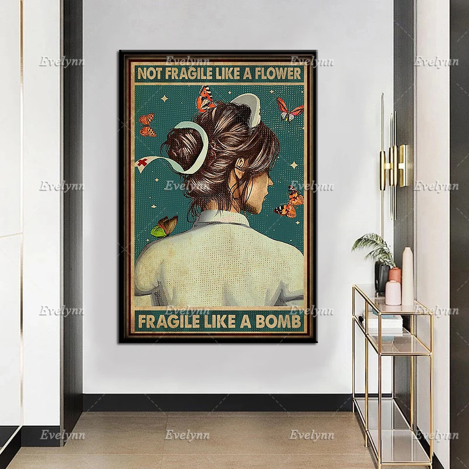 Медсестра кормящая девушка не хрупкая как цветок хрупкий бомба плакат настенная