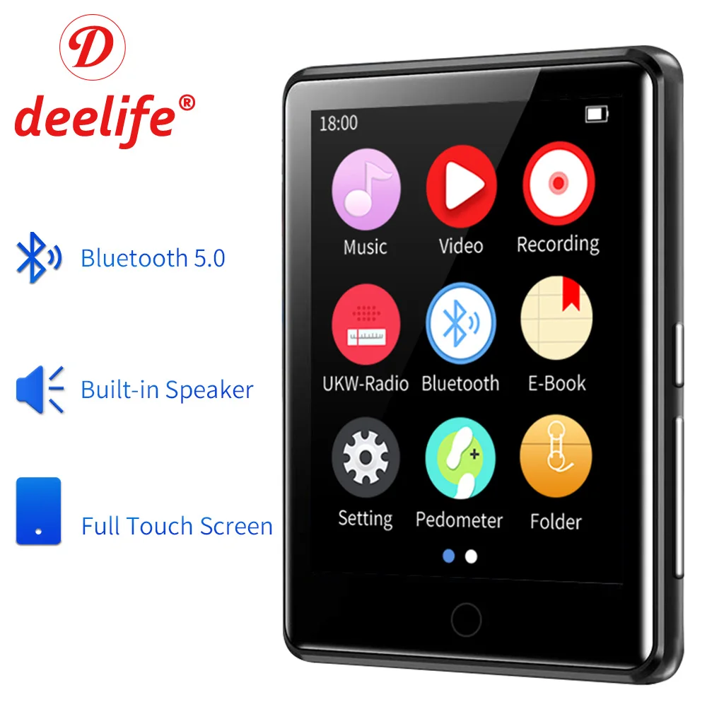 MP3 плеер Deelife Bluetooth 5 0 полный сенсорный экран портативный музыкальный Mp 3 Play с fm