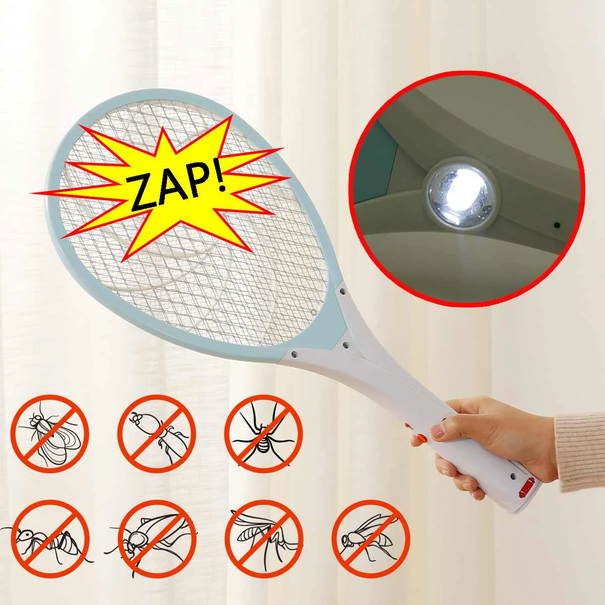 Ручная электрическая муха мухобойка Жук Zapper ракетка перезаряжаемая Анти