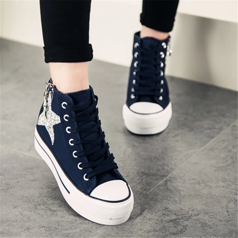 Вулканизированная женская обувь холщовая на толстой подошве для отдыха