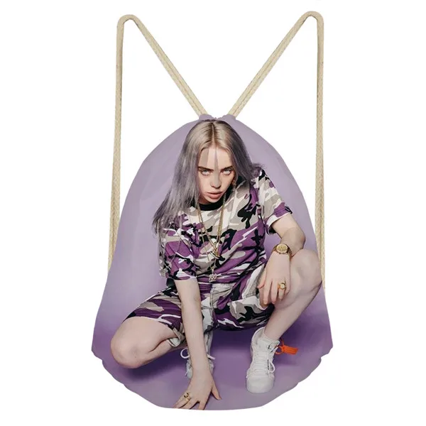 CDZHL736Z3 Thikin Billie Eilish Повседневное мешок на завязках сумка для йоги, спортивная сумка для йоги, рюкзак для малышей в мягкой обложке на низкой подошве; женские пляжные сумка со шнурком мешок - Цвет: CDZHL736Z3