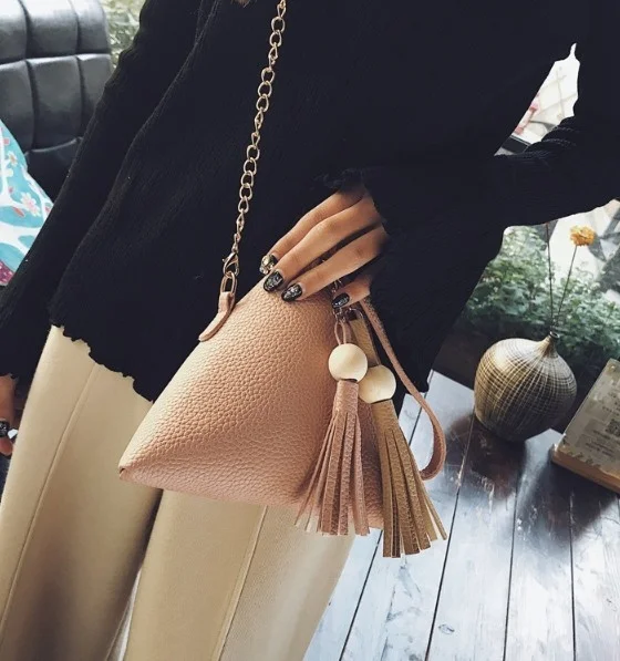 4 цвета повседневные сумки для телефона маленькая сумка на цепочке с кисточкой