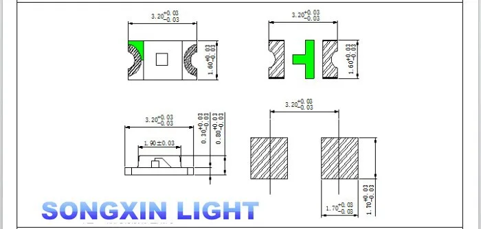 200 шт. SMD 1206 (3216) SMT Теплый белый 2800K - 3200K поверхностное крепление 3V Светодиодный