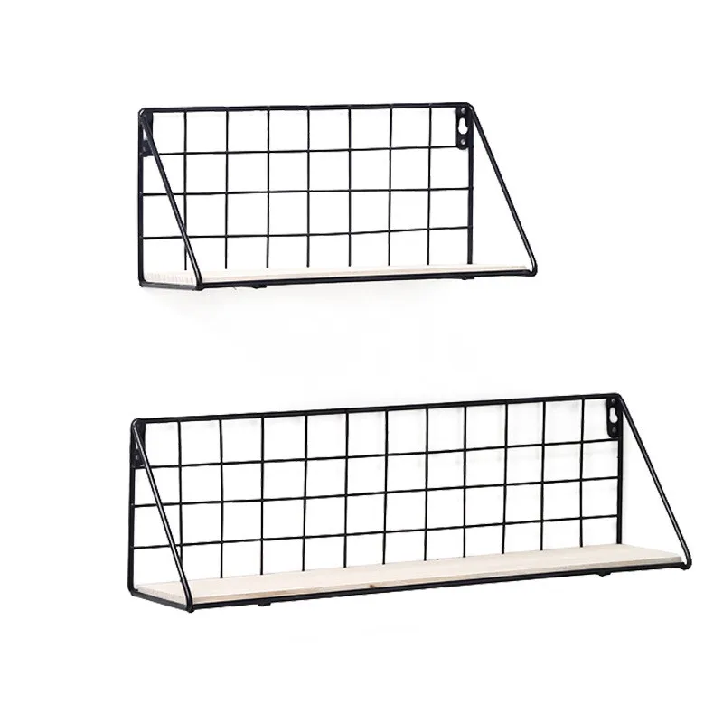 Металлическая проволочная деревянная настенная полка для кухни ванной комнаты