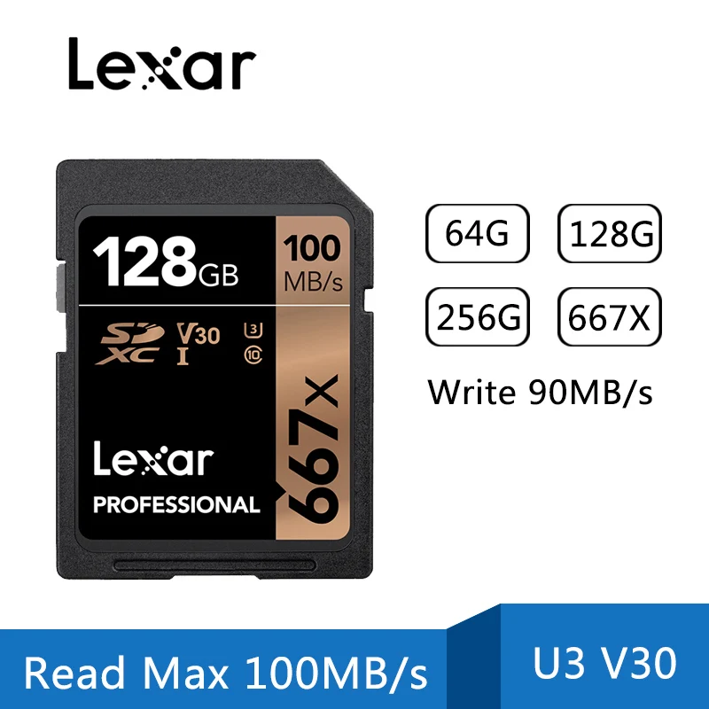 100% Оригинальный Lexar 667x слот для карт памяти 64GB USH-I 100 МБ/с. 128 ГБ 256 класс скорости 10 U3