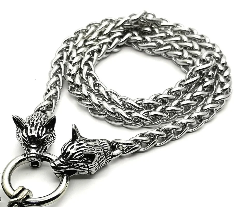 Viking Odin Warrior Raven Pendant Necklace Stainless Steel Wolf Head Chain Domineering Men Jewelry