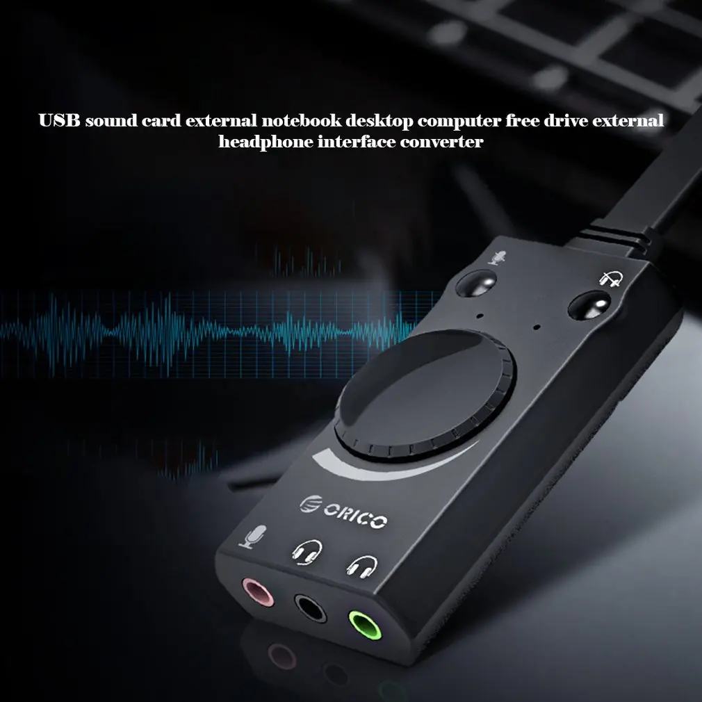 ORICO Портативный USB внешняя звуковая карта Микрофон Наушники типа «два-в-одном» с доставкой в течение 3-Порты и разъёмы Выход регулировки громкости для Windows/Mac OS/Linux