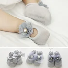 3 парыкомпл., носки для малышей 0-12 месяцев милые Нескользящие носки с кружевными цветами и жемчужинами для новорожденных девочек хлопковые носки принцессы для девочек