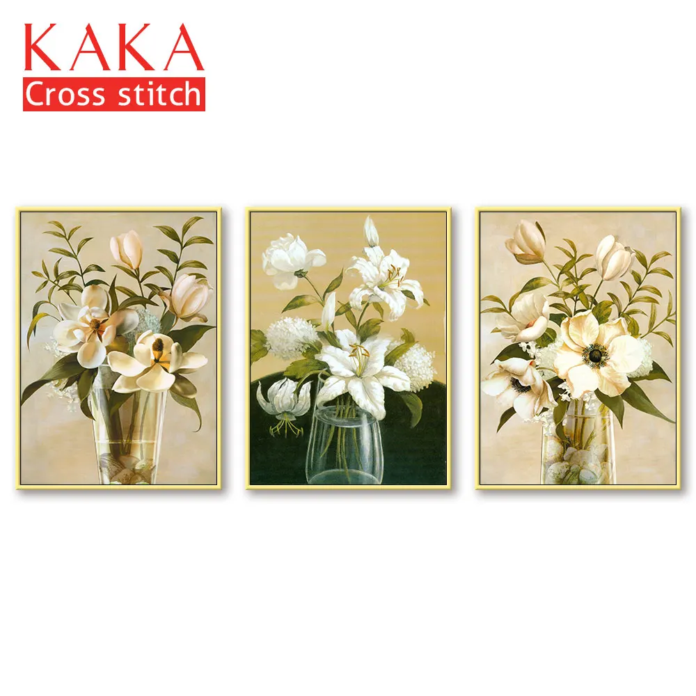 

Cross stitch kits,Embroidery needlework sets with printed pattern,11CT-canvas for Home Decor Painting, Flowers Full NCKF288
