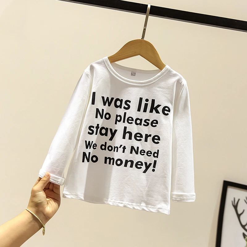 Новые весенне осенние хлопковые футболки для маленьких девочек детская одежда с