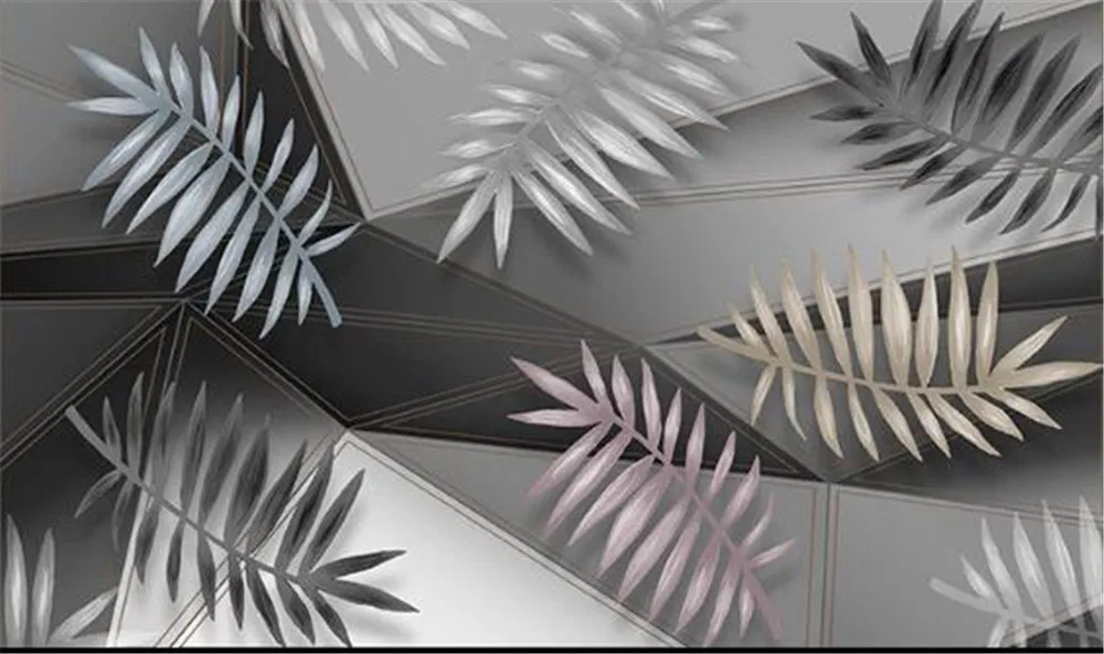 

Custom 3D wallpaper mural Nordic 3d solid geometric plant leaf background wallpaper mural
