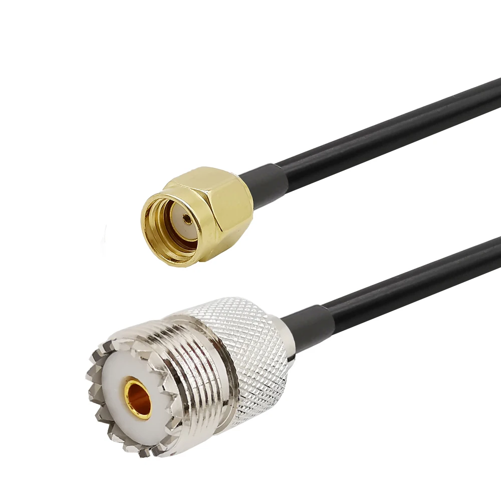 

RF Cable RP-SMA Male to UHF SO-239 Female RG58 Coaxial Cable For Yaesu Icon Alinco Kenwood Wouxun UHF SO-239 to RP SMA Adapter