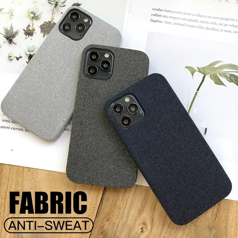 

Luxury Fabrics Soft Back Cover For iPhone 12 11 Pro max Case Cotton Linen Cloth Cases For iPhone X XR XS Max 8 7 6 6S Plus Coque