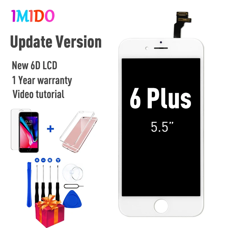 Обновленная версия ЖК-дисплей для iPhone 6 6S Plus OEM дисплей кодирующий преобразователь сенсорного экрана в сборе для iPhone 5S Замена дисплея+ подарки - Цвет: for 6 Plus White