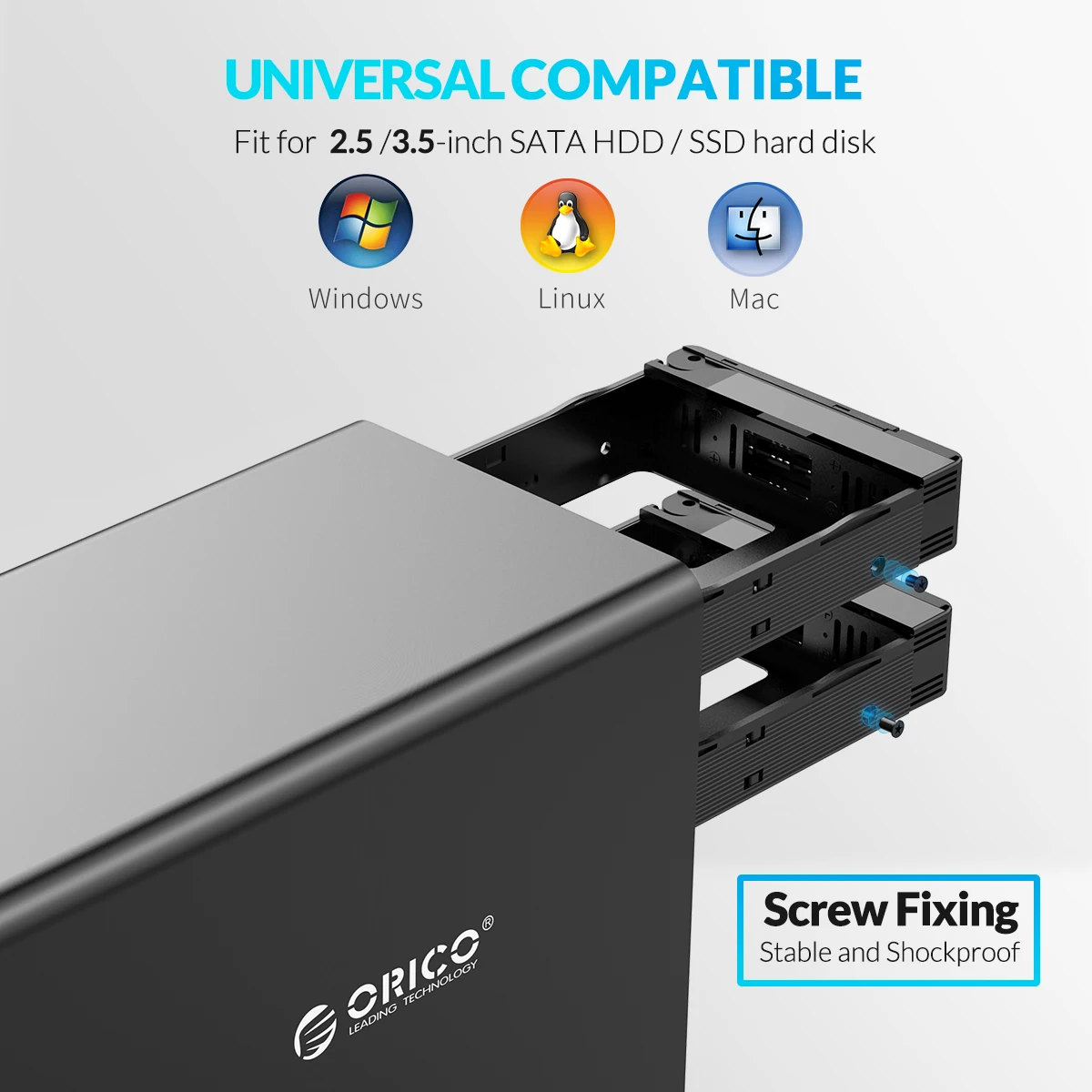 ORICO алюминиевый 5 bay 3 ''HDD док станция USB3.0 на SATA с RAID HDD ограждение 150 Вт