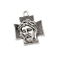 tibetan silver alloy cross jesus christ charm pendants 100pcs fashion religion jewelry diy fit bracelets necklace 22x28mm a 491