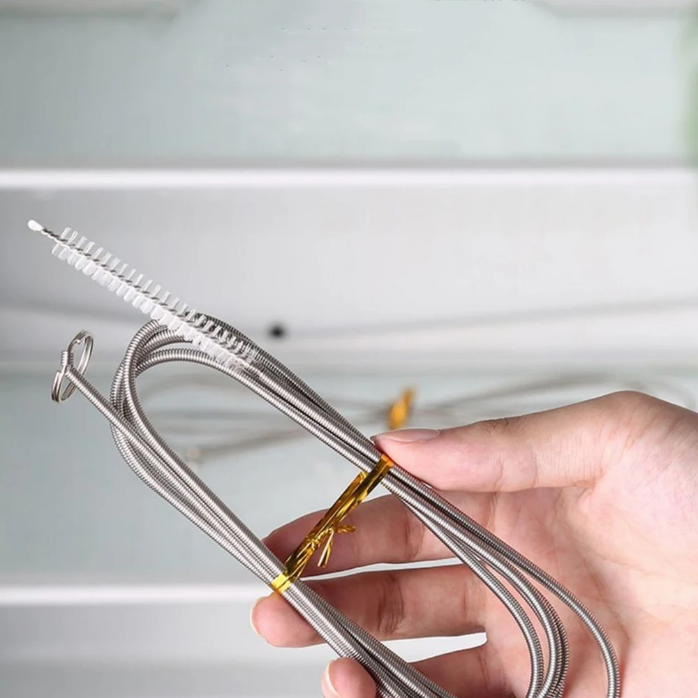 

160cm Sewer Dredge Tool Pipe Cleaning Brush Kitchen Bathroom Drain Pipe Clogging Tool Stainless Steel Cleaning Brush Hook