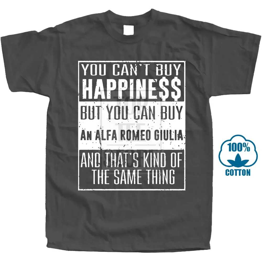 Charcoal Tshirtshark You't Buy Happiness Alfa Romeo Giulia футболка с сердечками и машинками для влюбленных 015283 - Color: Charcoal