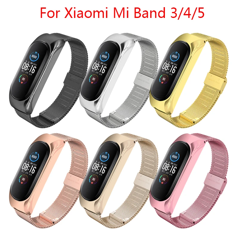 

7 Colors Strap For Xiaomi Mi Band 3 4 5 Wrist Metal Bracelet Screwless Stainless Steel Band For Mi Band 4 3 5 Strap Wristbands