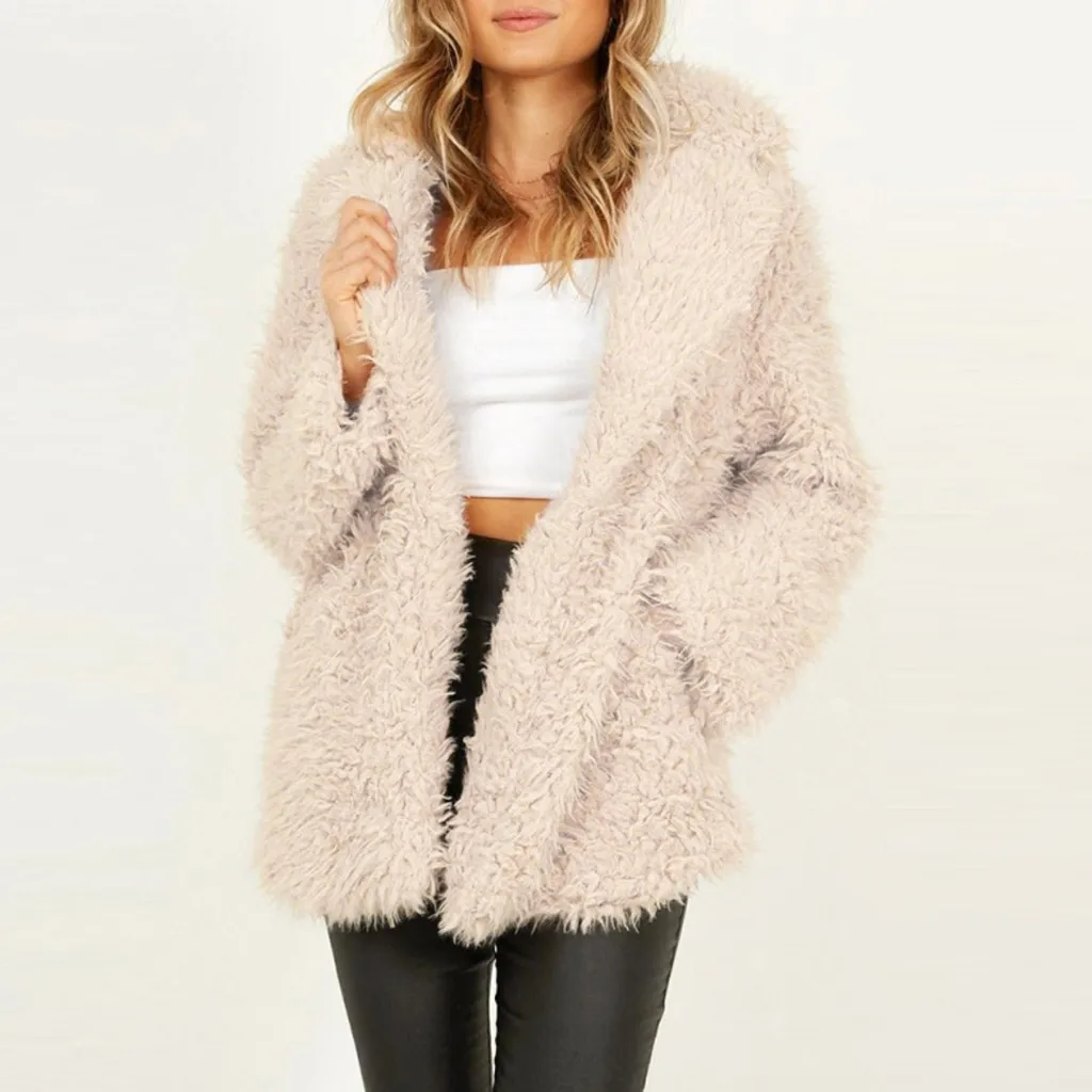 Женская зимняя плюшевая куртка с медведем Толстая Теплая Флисовая меховая