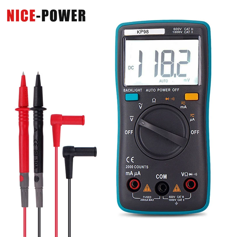 Карманный Измеритель постоянного тока переменного 200μA 200mA мультиметр Цифровой