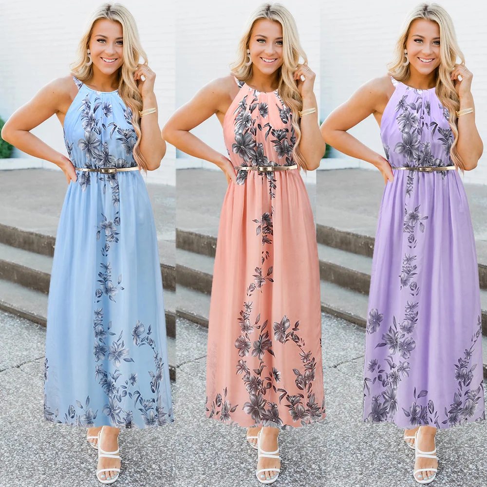 

Yg brand 2021 summer new fashion floral laced chiffon dress elegant temperament retro dress