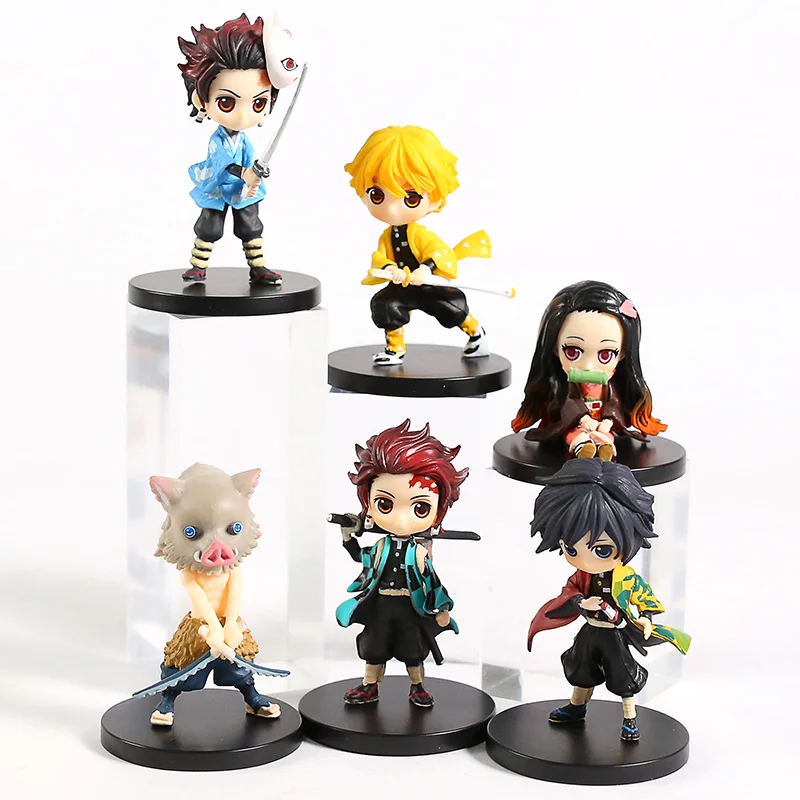 

Q Posket Kimetsu No Yaiba Kamado Tanjirou Nezuko Agatsuma Zenitsu Hashibira Inosuke Tomioka Giyuu ПВХ Фигурки игрушки 3 шт./компл.